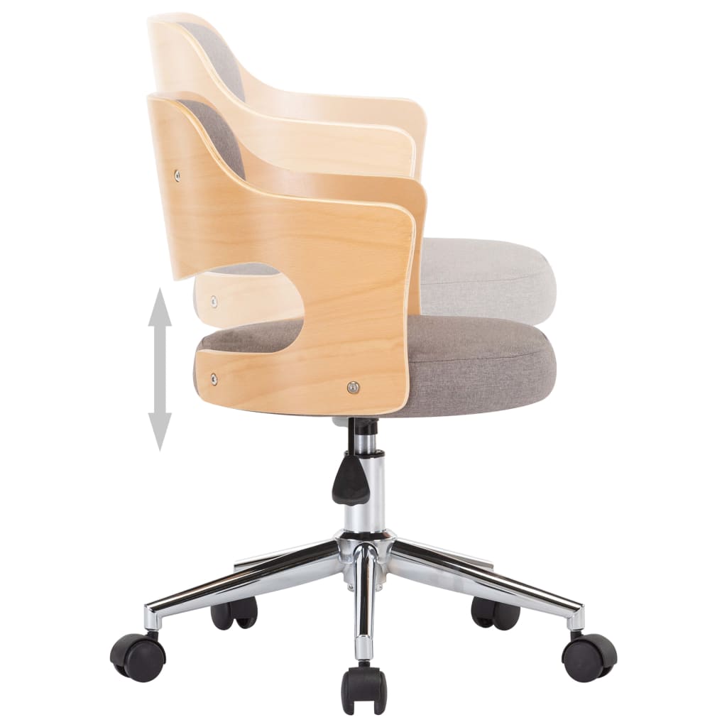 Chaise pivotante de bureau Taupe Bois courbé et tissu XIOS