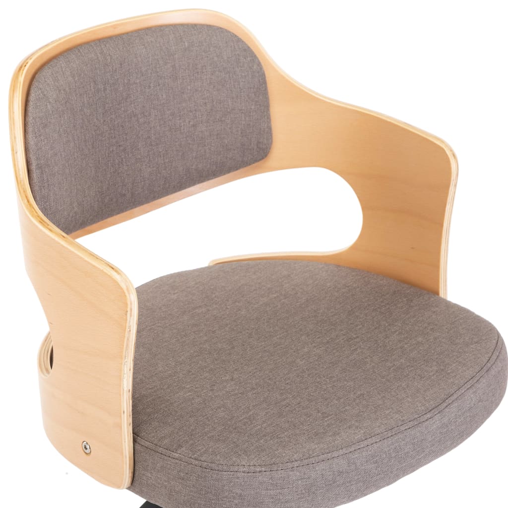 Chaise pivotante de bureau Taupe Bois courbé et tissu XIOS