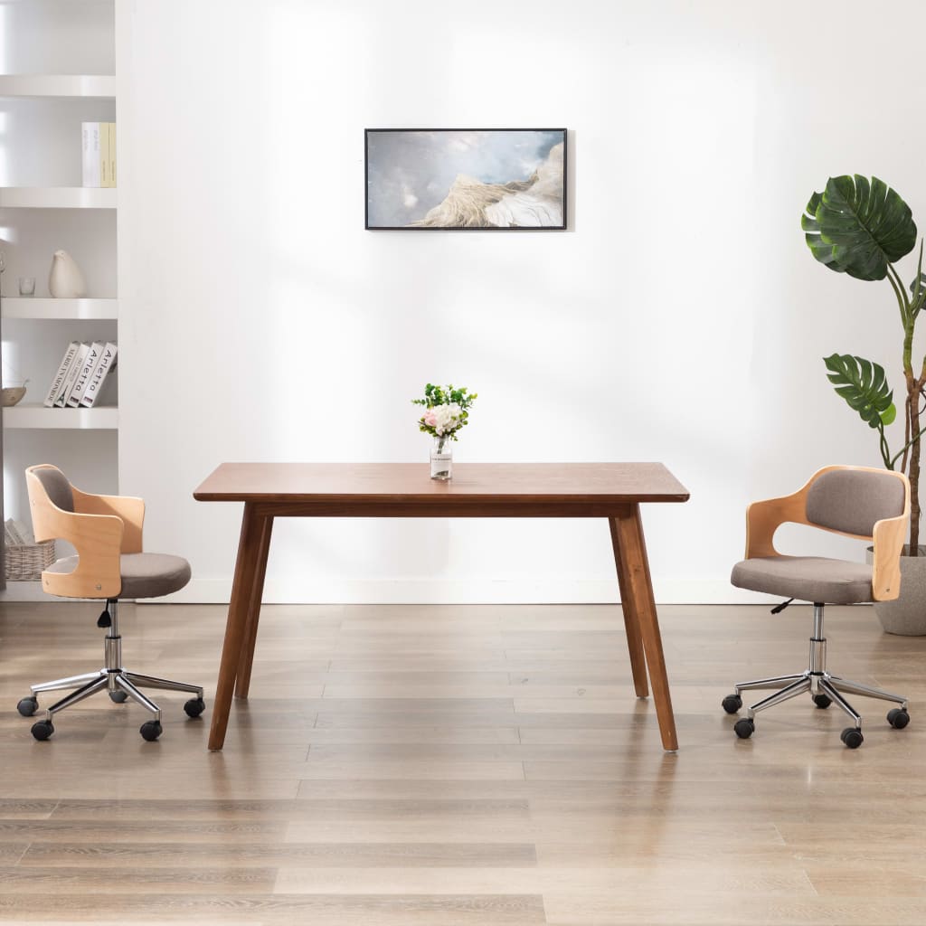 Chaise pivotante de bureau Taupe Bois courbé et tissu XIOS