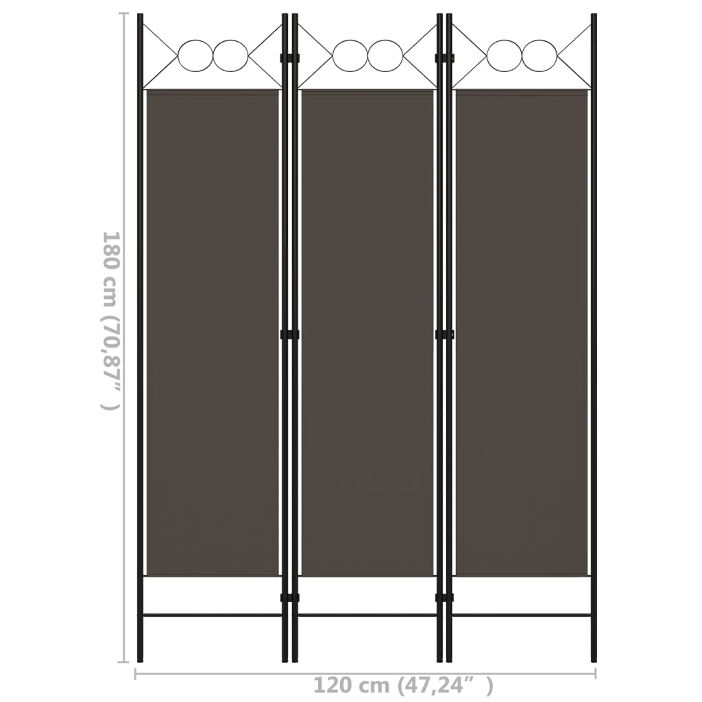 Cloison de séparation 3 panneaux Anthracite 120x180 cm - XIOS