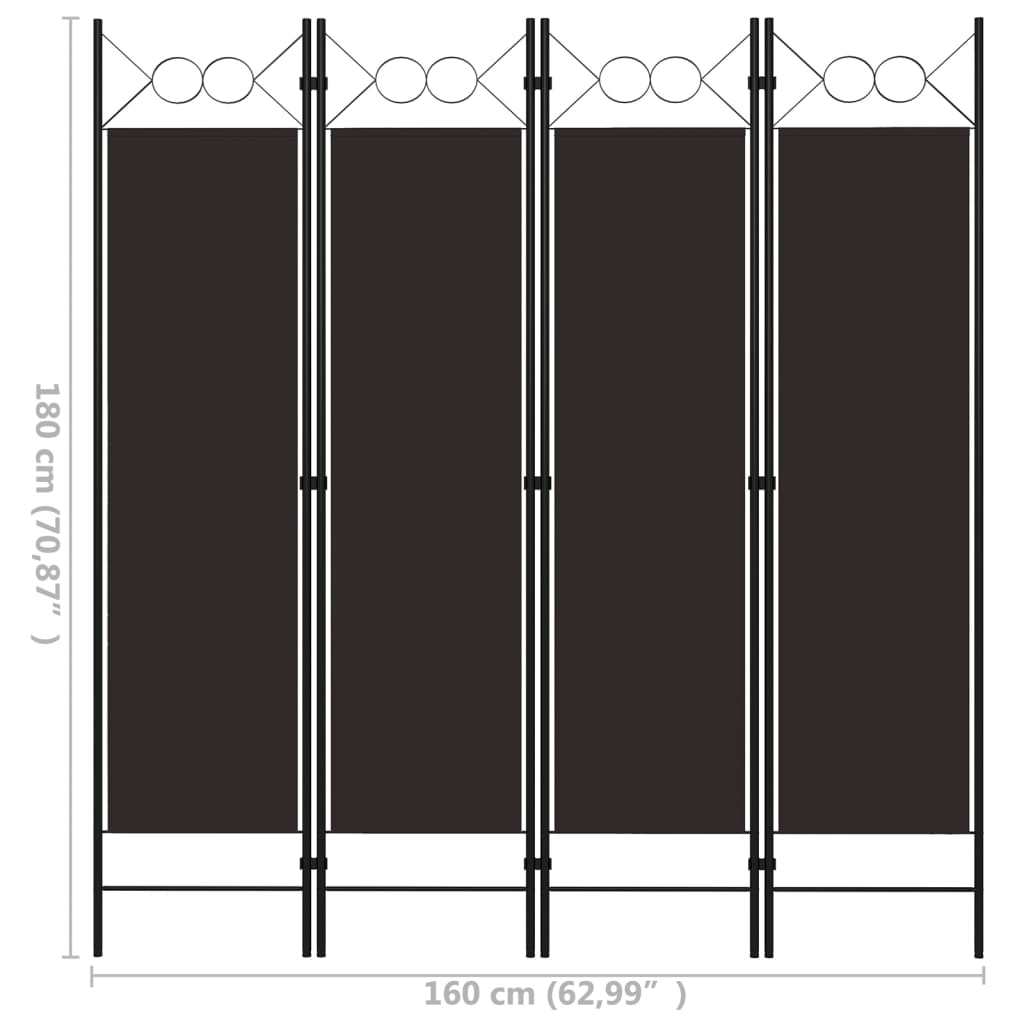Cloison de séparation 4 panneaux Marron 160 x 180 cm - XIOS