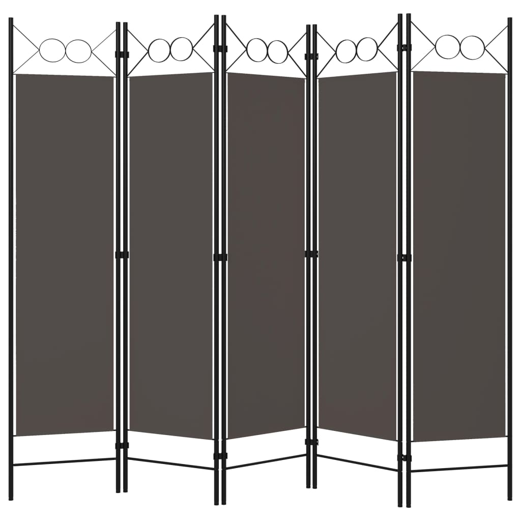 Cloison de séparation 5 panneaux Anthracite 200x180 cm XIOS