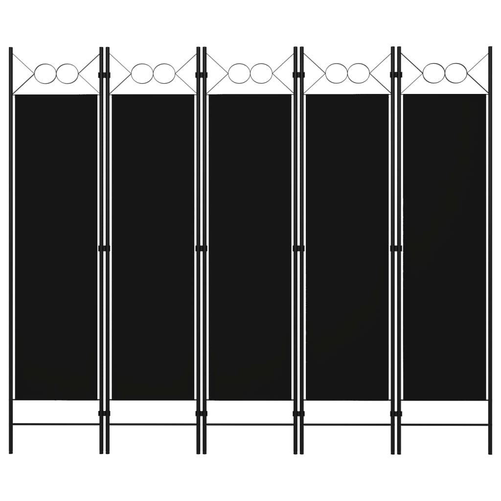 Cloison de séparation 5 panneaux Noir 200x180 cm XIOS