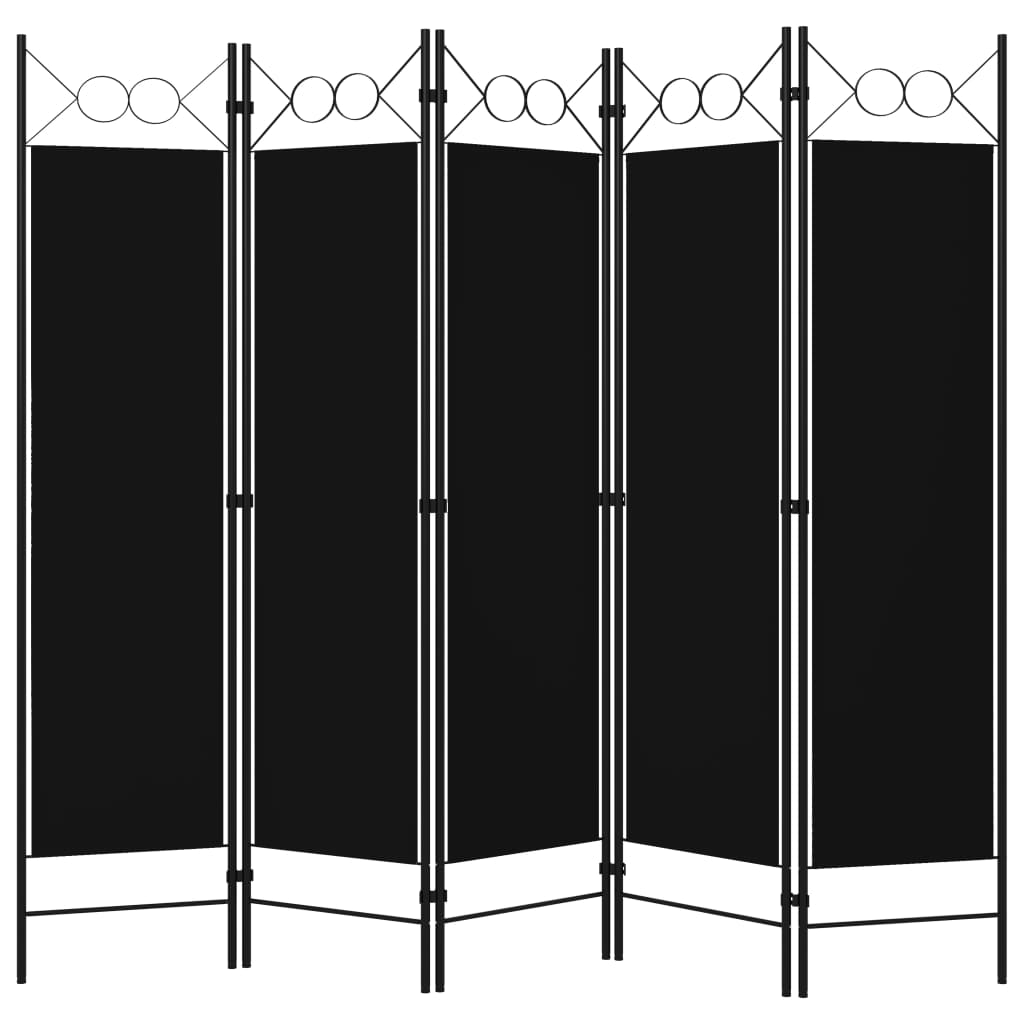 Cloison de séparation 5 panneaux Noir 200x180 cm XIOS