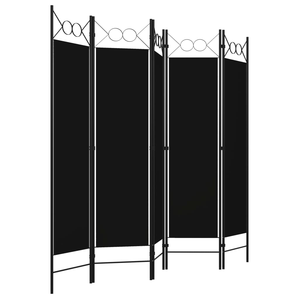 Cloison de séparation 5 panneaux Noir 200x180 cm XIOS