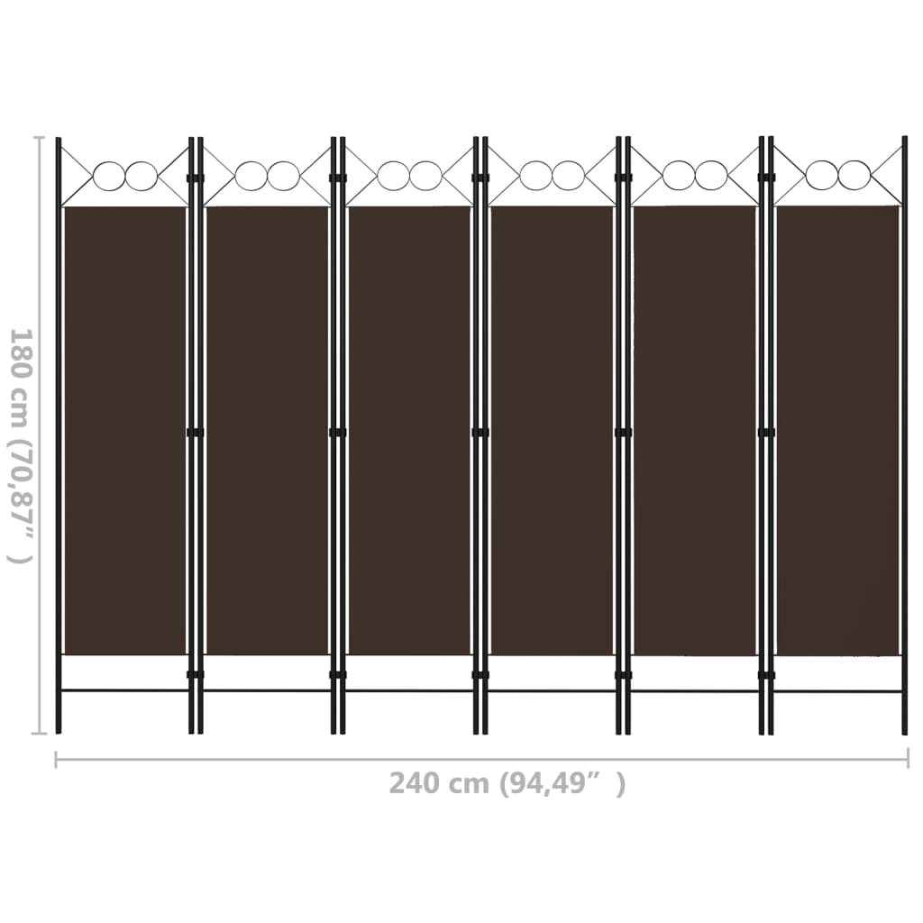 Cloison de séparation 6 panneaux Marron 240x180 cm - XIOS