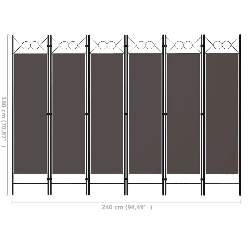 Cloison de séparation 6 panneaux Anthracite 240x180 cm XIOS