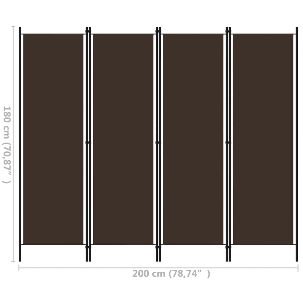 Cloison de séparation 4 panneaux Marron 200x180 cm - XIOS