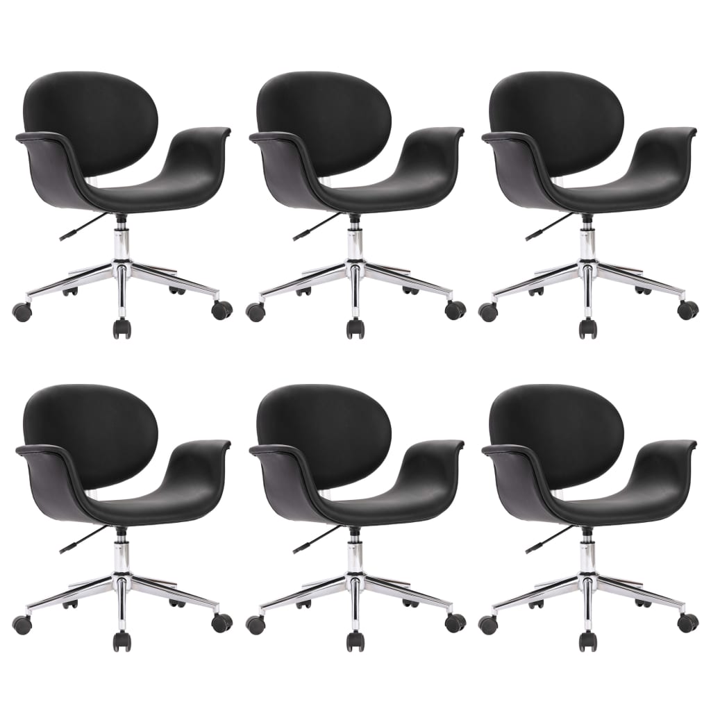 Chaises pivotantes à manger lot de 6 noir similicuir Chaises de cuisine vidaXL   