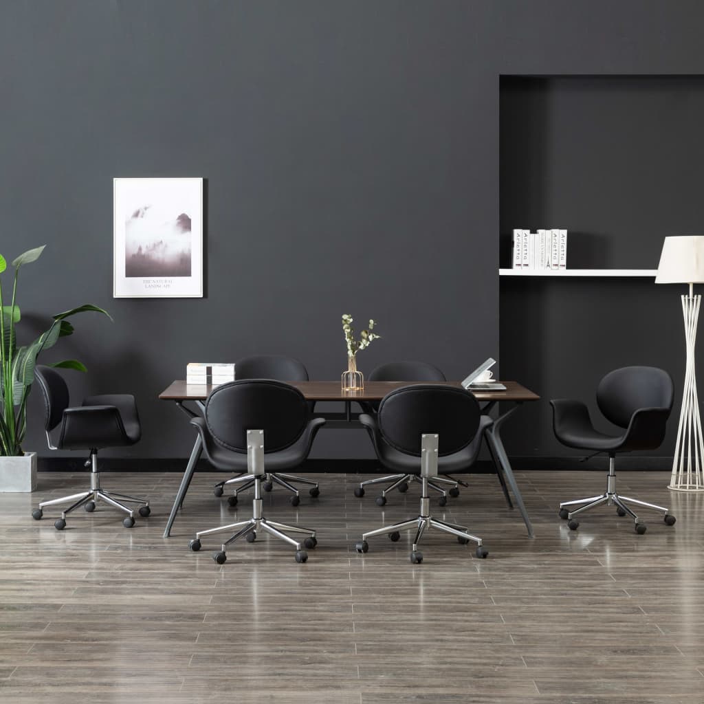 Chaises pivotantes à manger lot de 6 noir similicuir Chaises de cuisine vidaXL   
