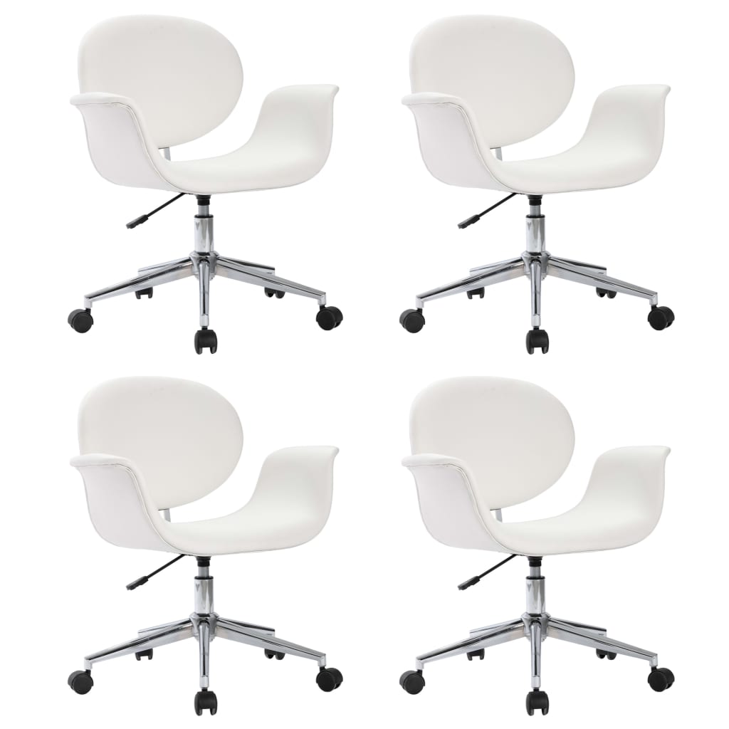 Chaises pivotantes à manger lot de 4 blanc similicuir Chaises de cuisine vidaXL