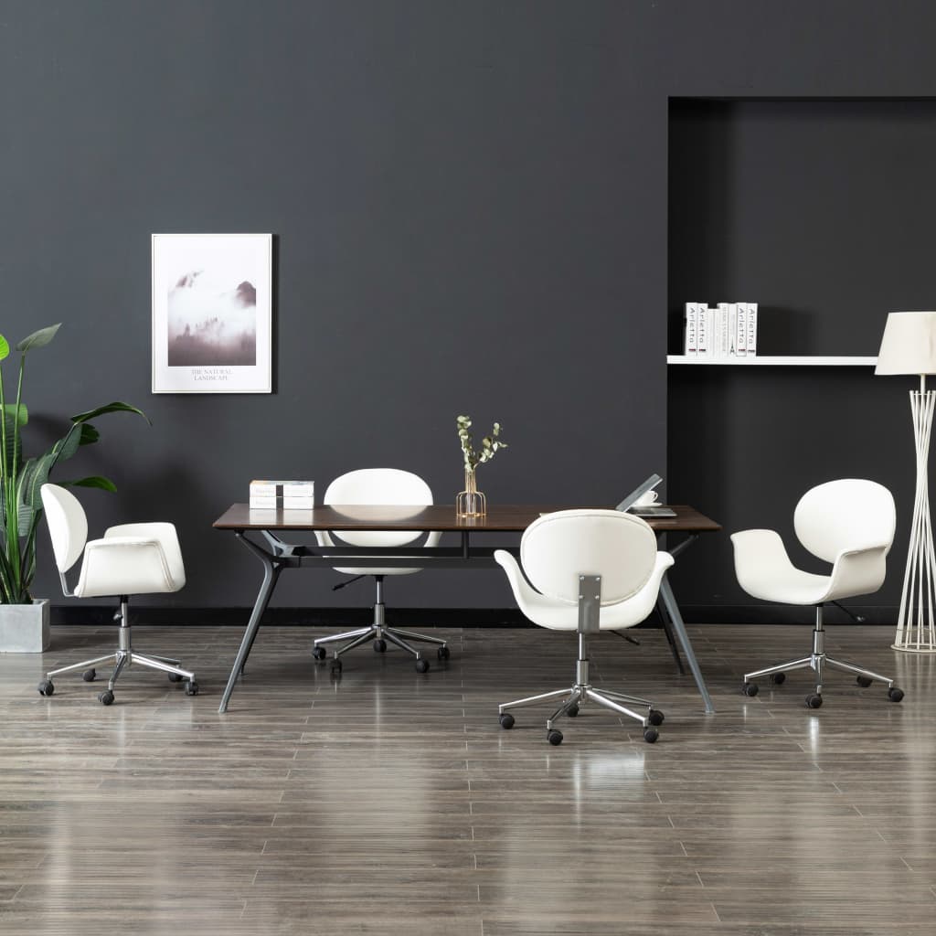 Chaises pivotantes à manger lot de 4 blanc similicuir Chaises de cuisine vidaXL