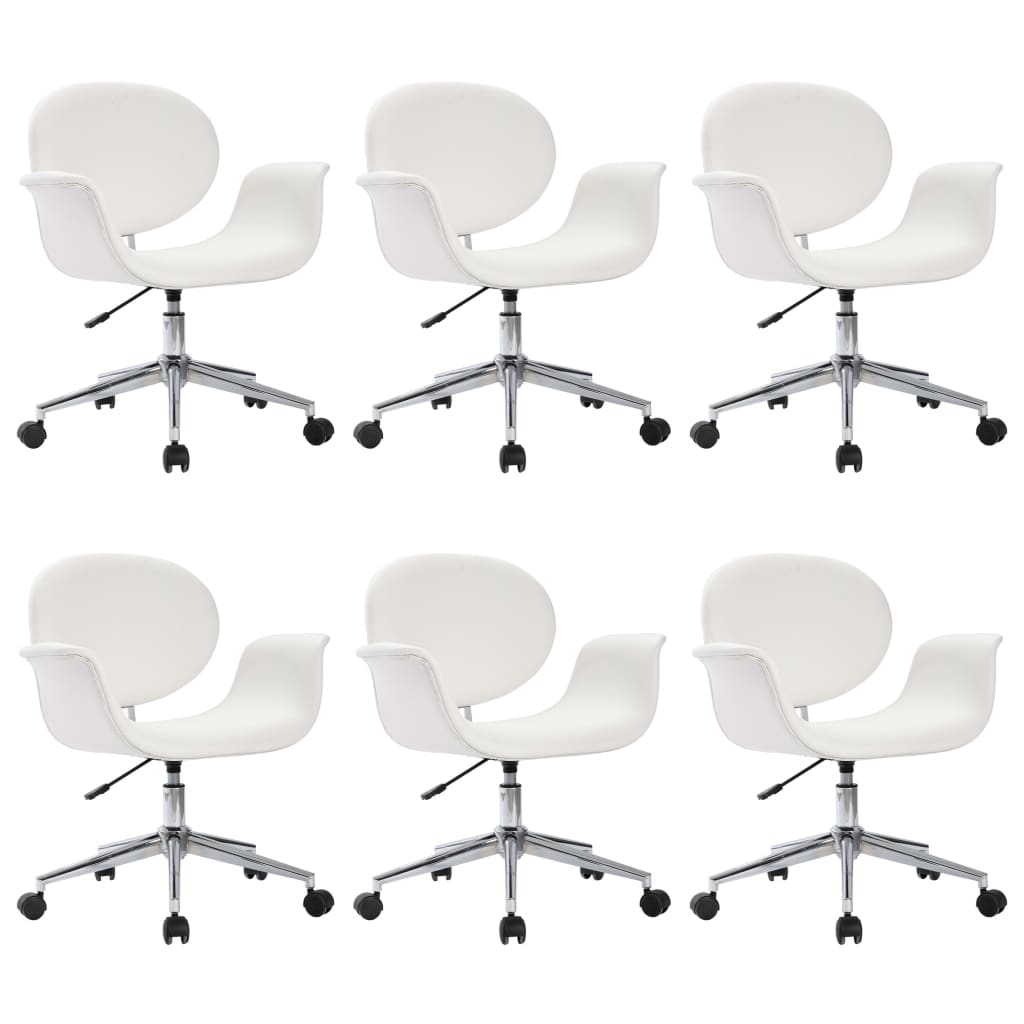 Chaises pivotantes à manger lot de 6 blanc similicuir - XIOS