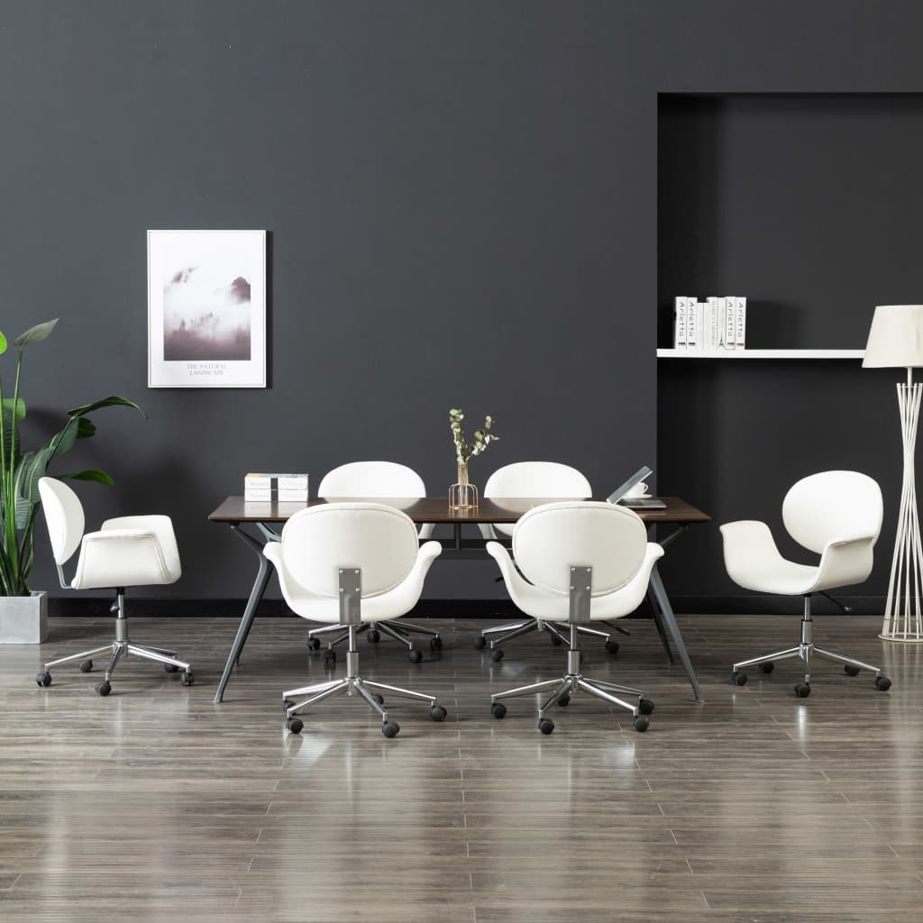 Chaises pivotantes à manger lot de 6 blanc similicuir - XIOS
