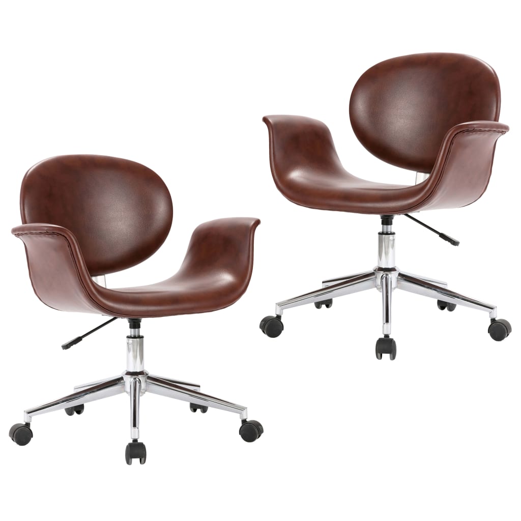 Chaises pivotantes à manger lot de 2 marron similicuir - XIOS