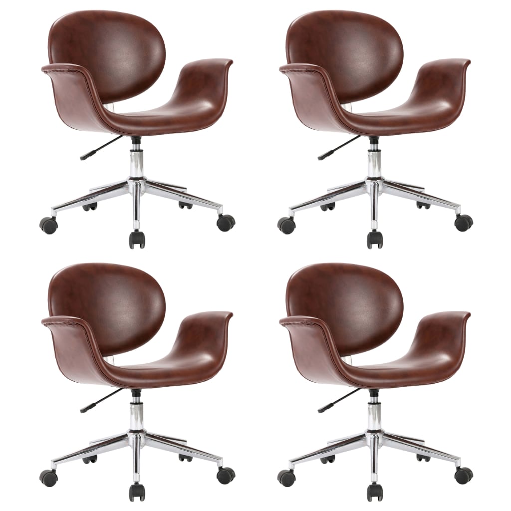 Chaises pivotantes à manger lot de 4 marron similicuir - XIOS