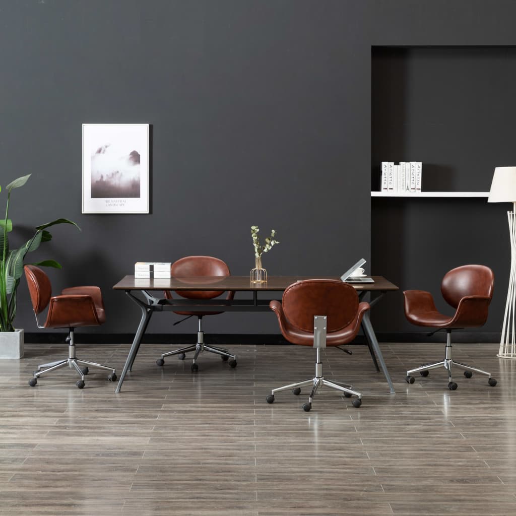 Chaises pivotantes à manger lot de 4 marron similicuir - XIOS