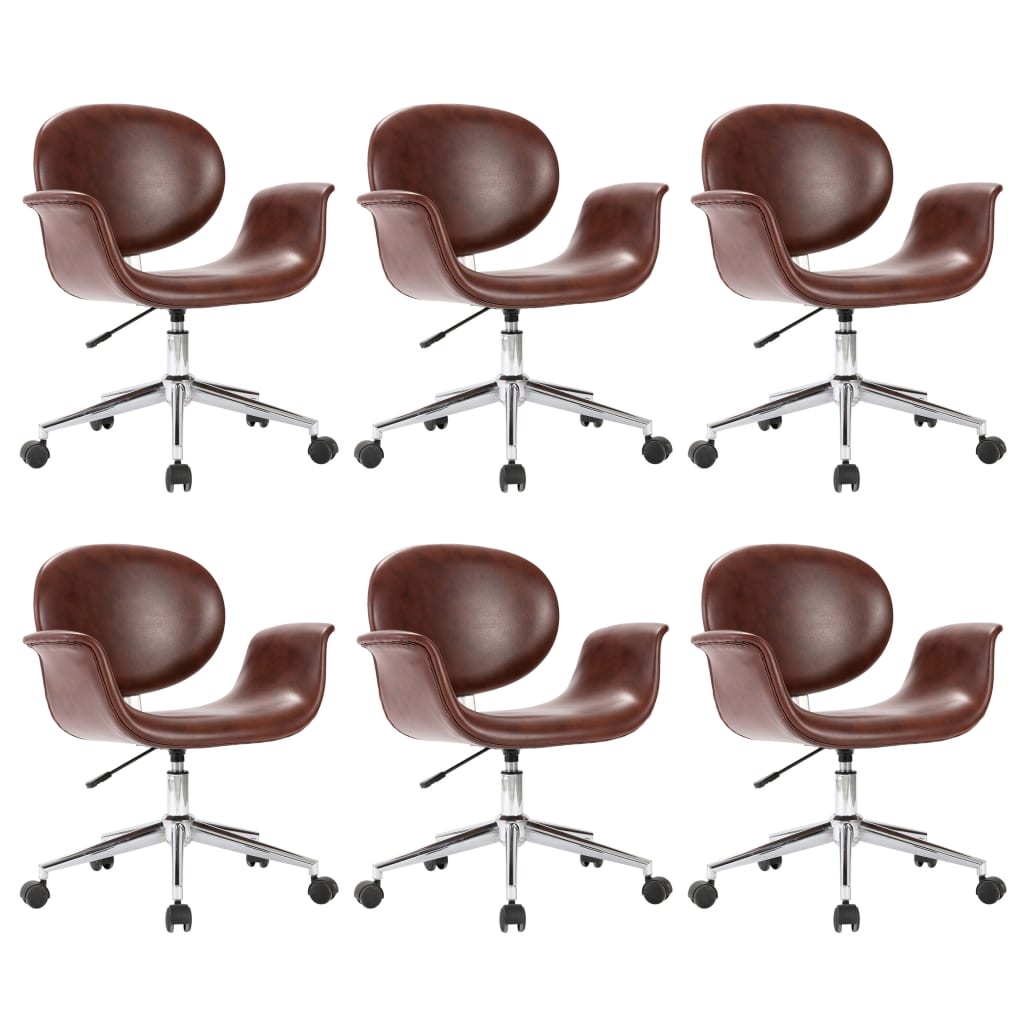 Chaises pivotantes à manger lot de 6 marron similicuir