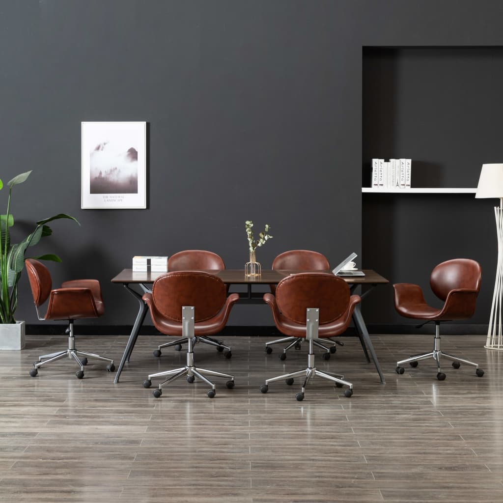 Chaises pivotantes à manger lot de 6 marron similicuir