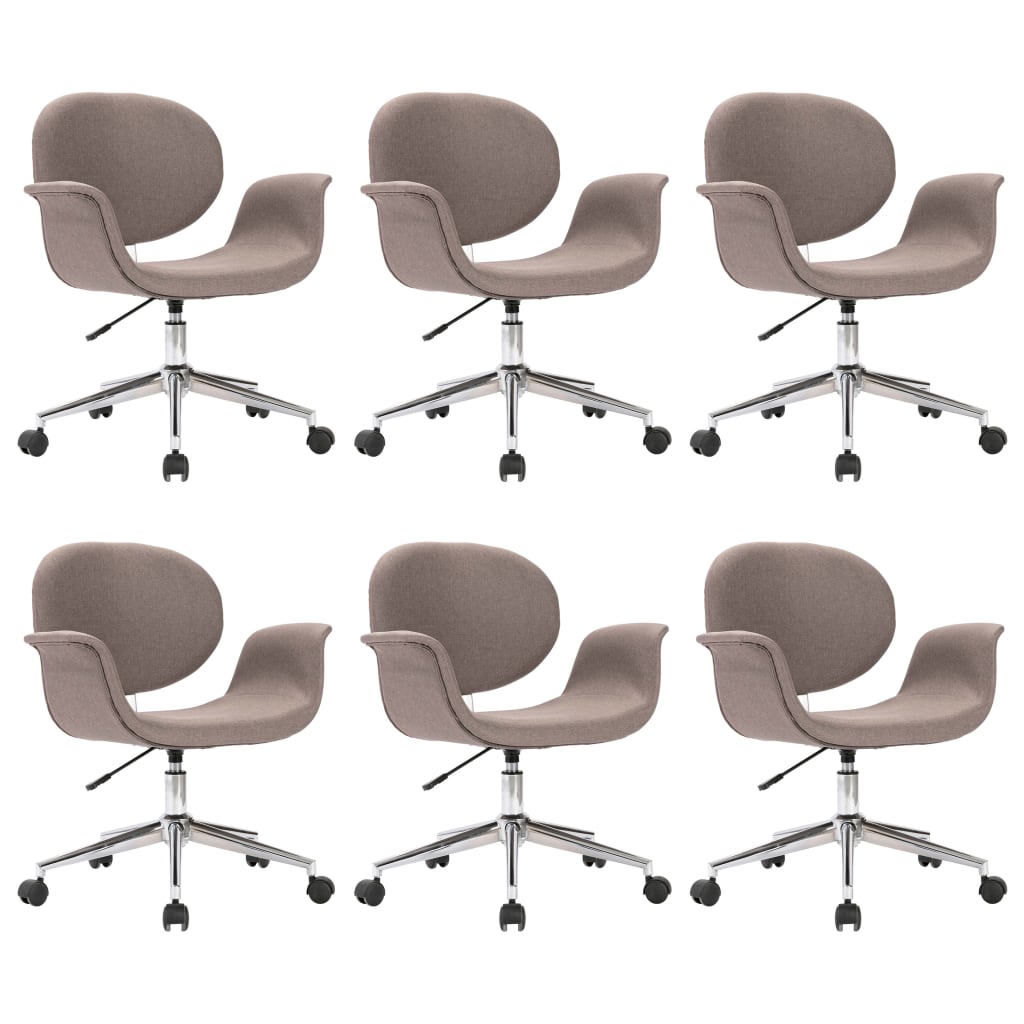 Chaises pivotantes à manger lot de 6 taupe tissu - XIOS