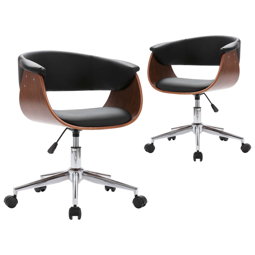 Chaises pivotantes à manger lot de 2 noir similicuir - XIOS