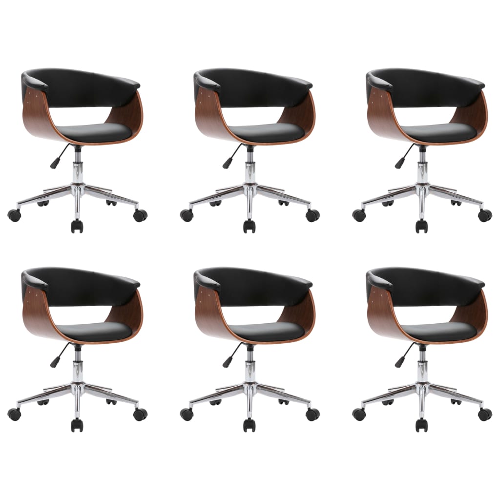 Chaises pivotantes à manger lot de 6 noir similicuir - XIOS
