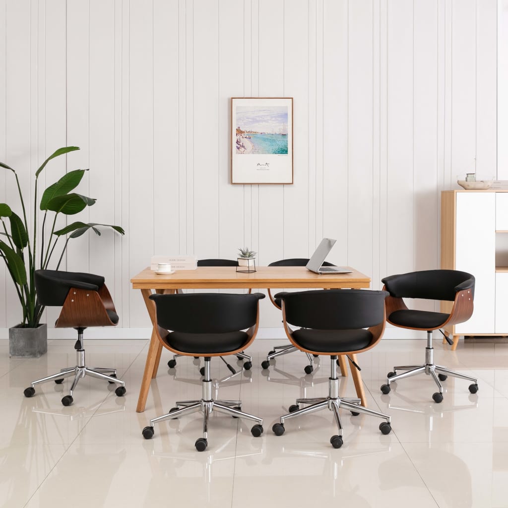 Chaises pivotantes à manger lot de 6 noir similicuir - XIOS