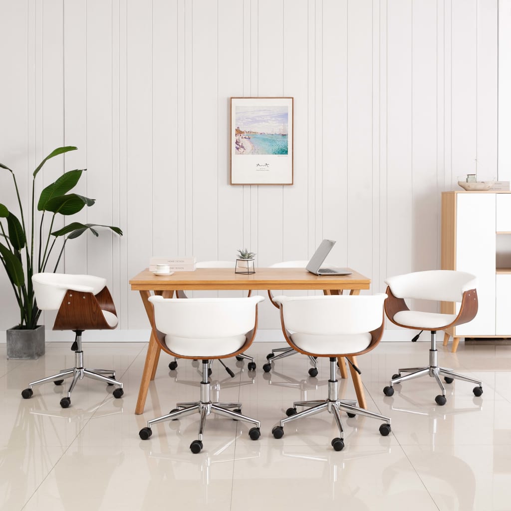Chaises pivotantes à manger lot de 6 blanc similicuir - XIOS