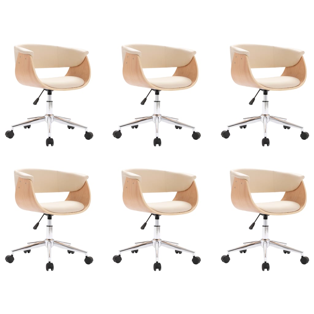 Chaises pivotantes à manger lot de 6 crème similicuir