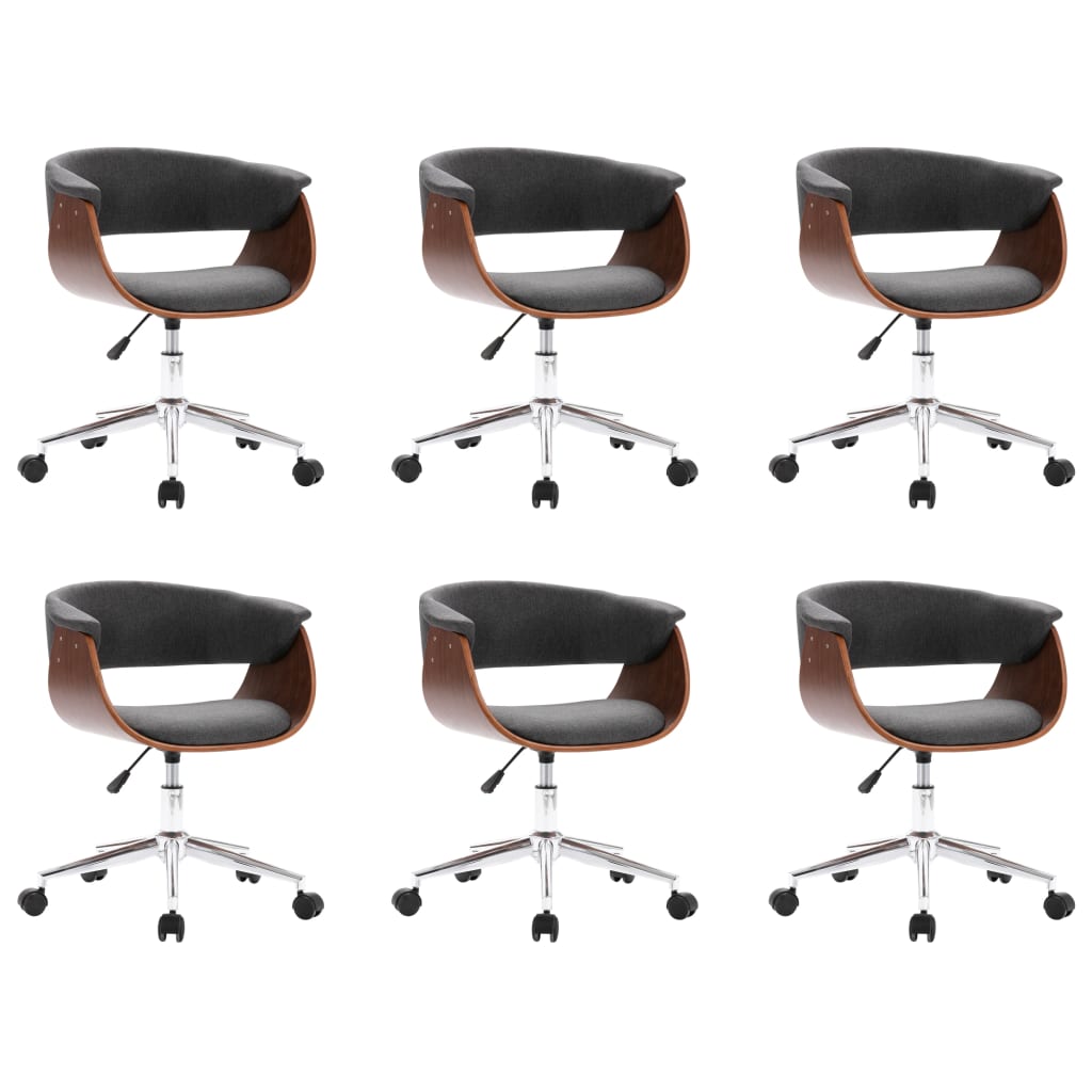 Chaises pivotantes à manger lot de 6 gris tissu - XIOS