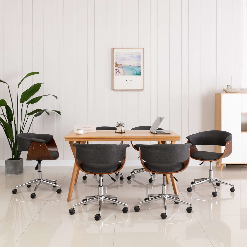 Chaises pivotantes à manger lot de 6 gris tissu - XIOS