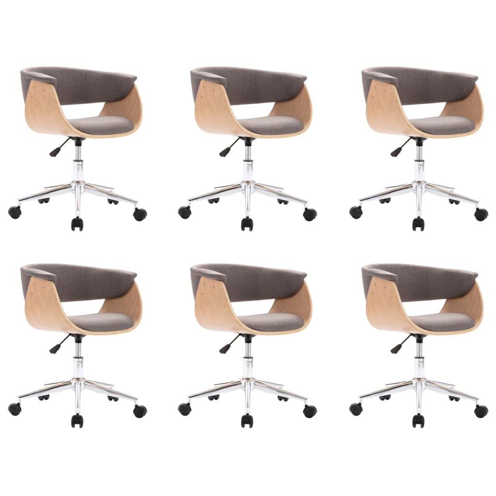 Chaises pivotantes à manger lot de 6 taupe tissu - XIOS