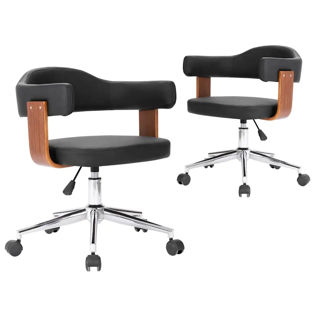 Chaises pivotantes à manger lot de 2 bois courbé et similicuir - XIOS