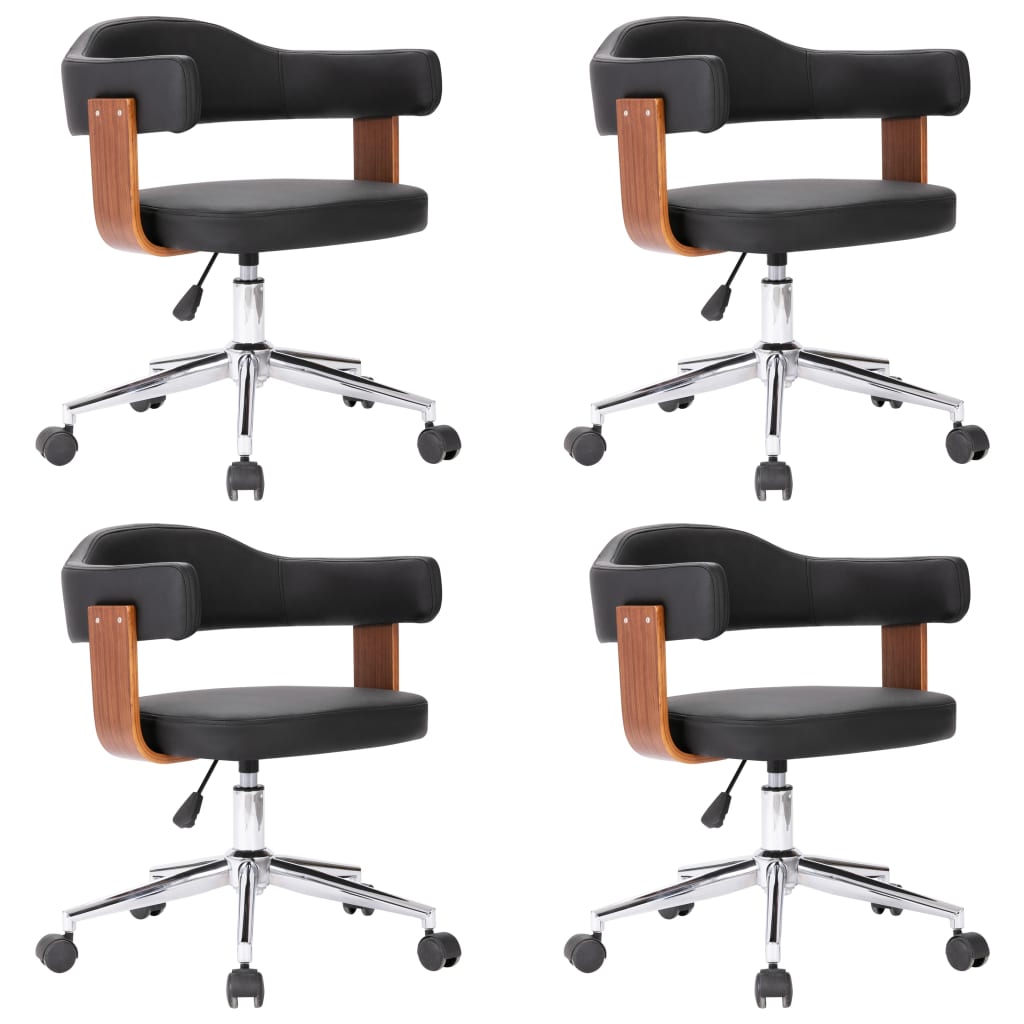 Chaises pivotantes à manger lot de 4 bois courbé et similicuir - XIOS