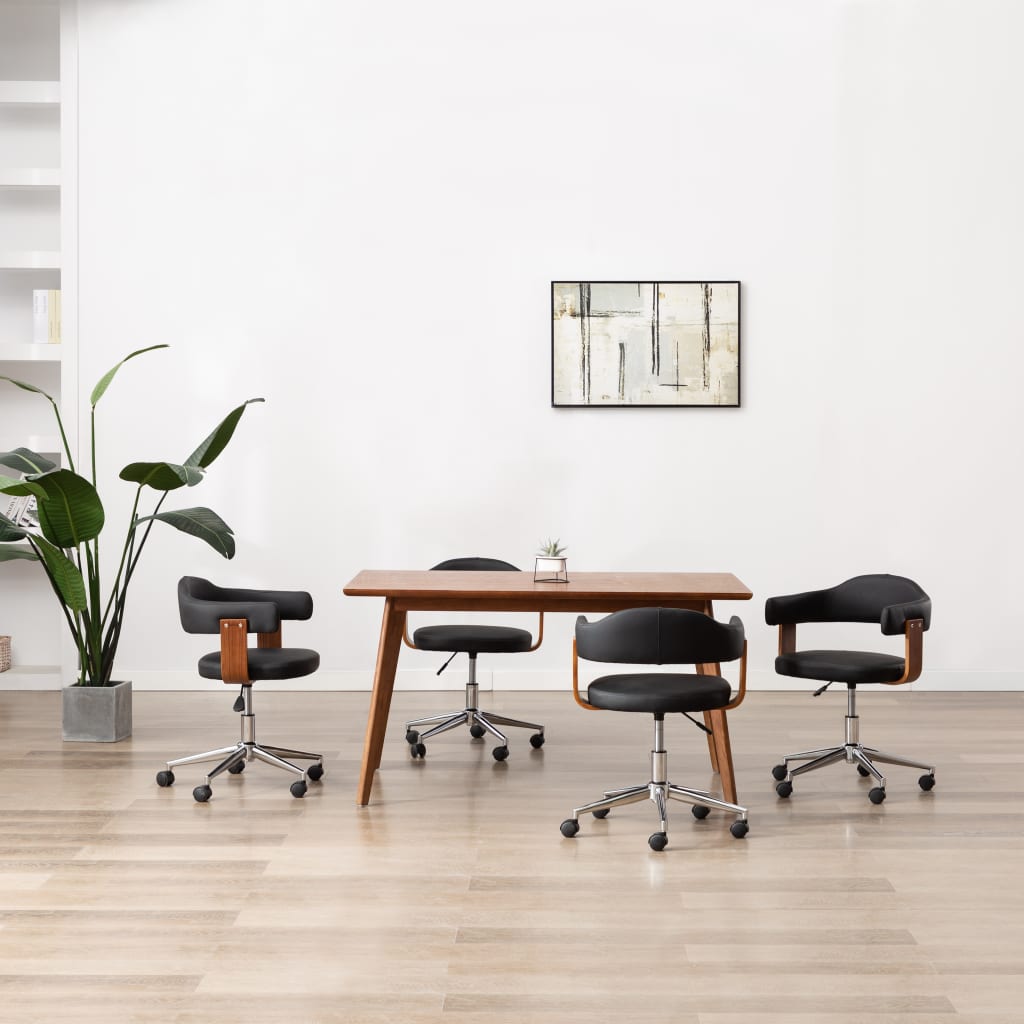 Chaises pivotantes à manger lot de 4 bois courbé et similicuir - XIOS