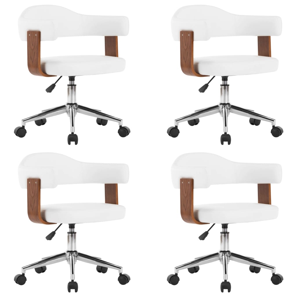 Chaises pivotantes à manger lot de 4 bois courbé et similicuir - XIOS