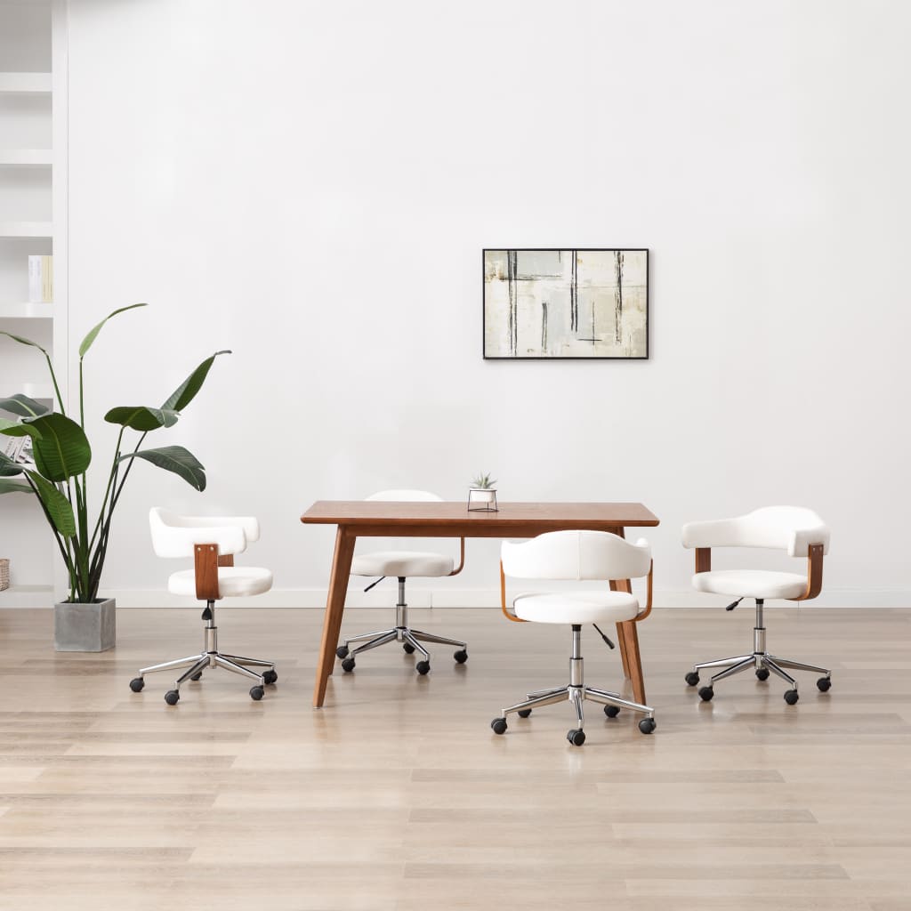 Chaises pivotantes à manger lot de 4 bois courbé et similicuir - XIOS