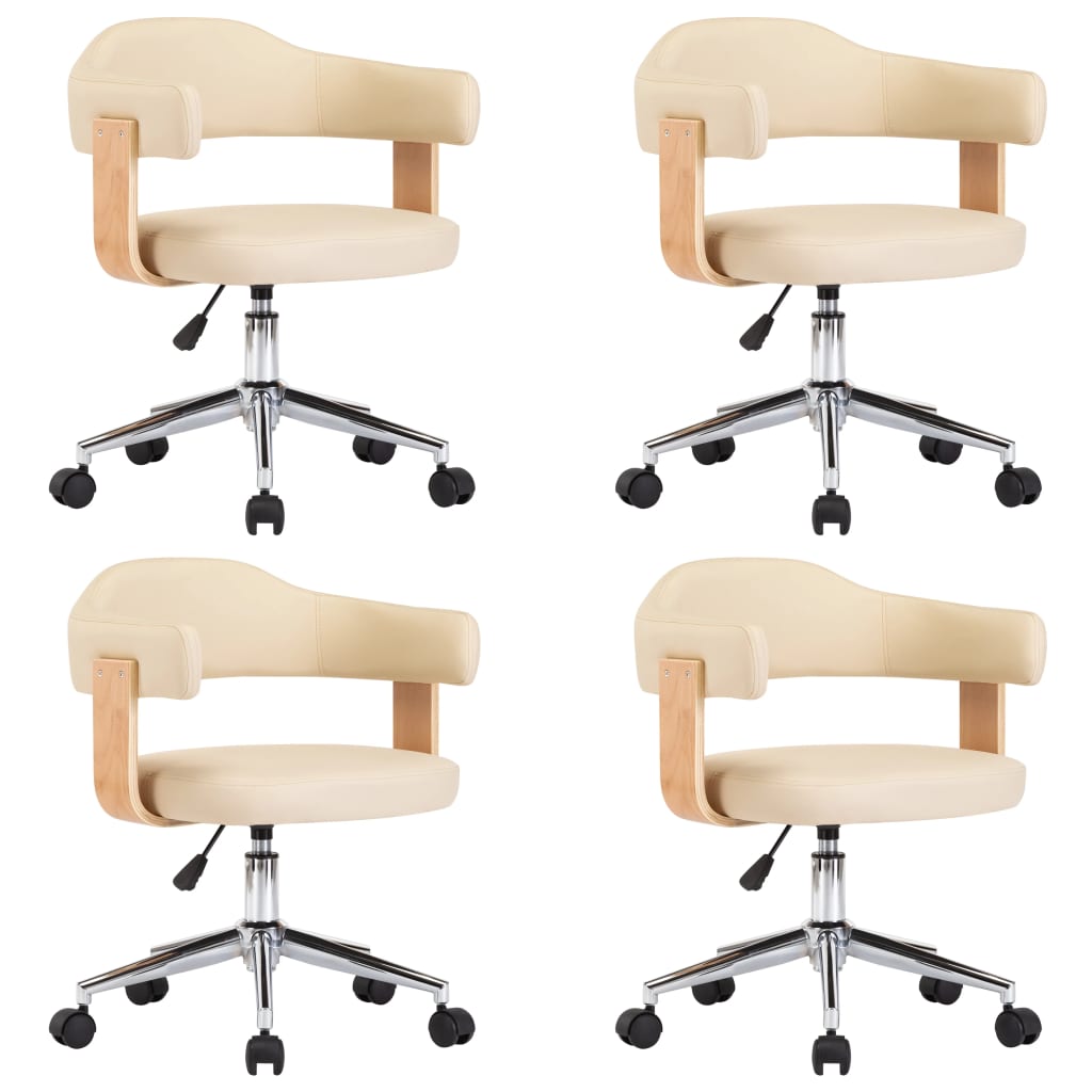 Chaises pivotantes à manger lot de 4 crème similicuir - XIOS
