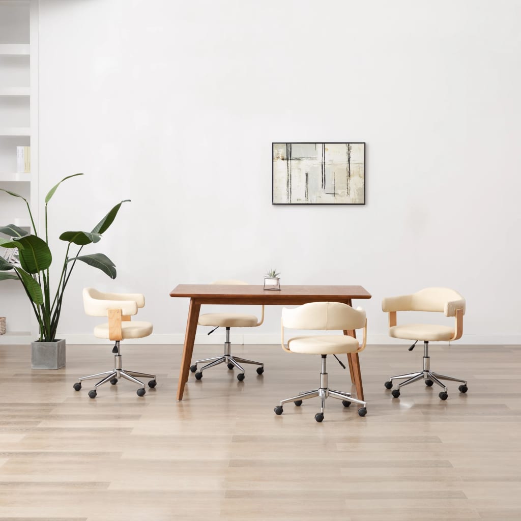 Chaises pivotantes à manger lot de 4 crème similicuir - XIOS