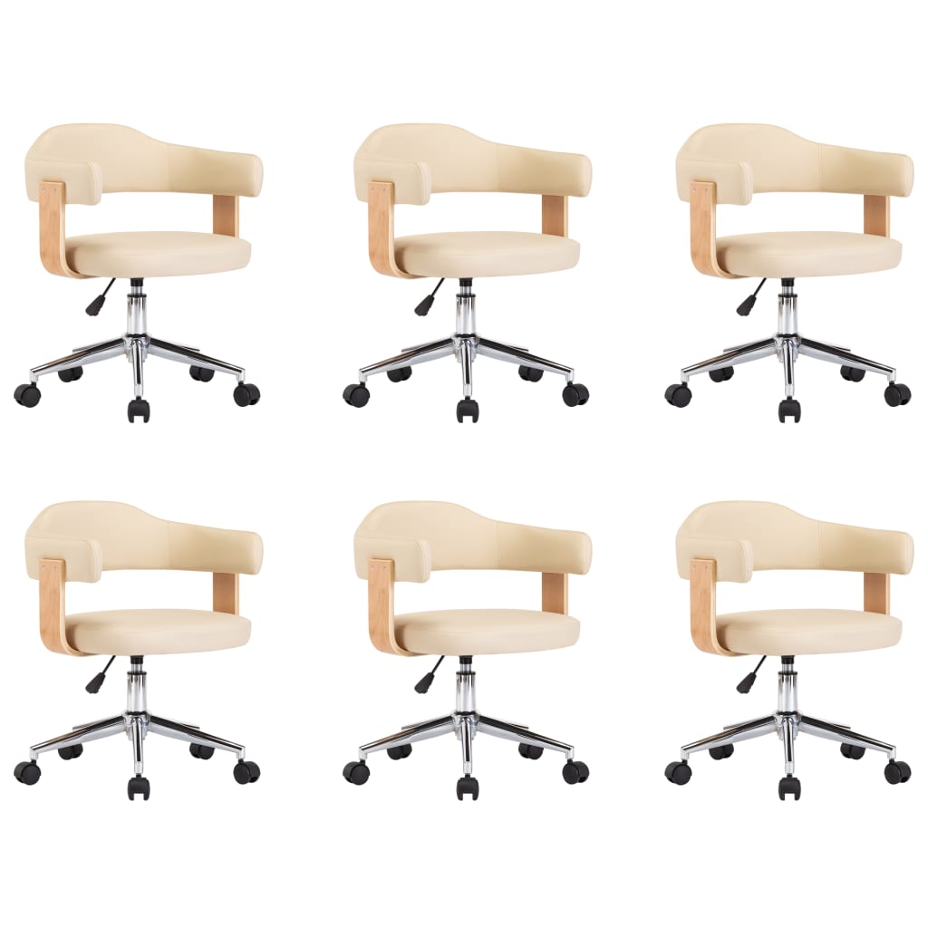 Chaises pivotantes à manger lot de 6 crème similicuir