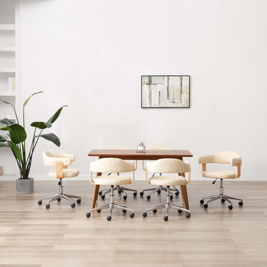 Chaises pivotantes à manger lot de 6 crème similicuir