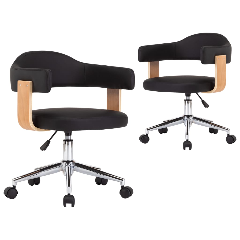 Chaises à manger pivotantes lot de 2 noir similicuir - XIOS