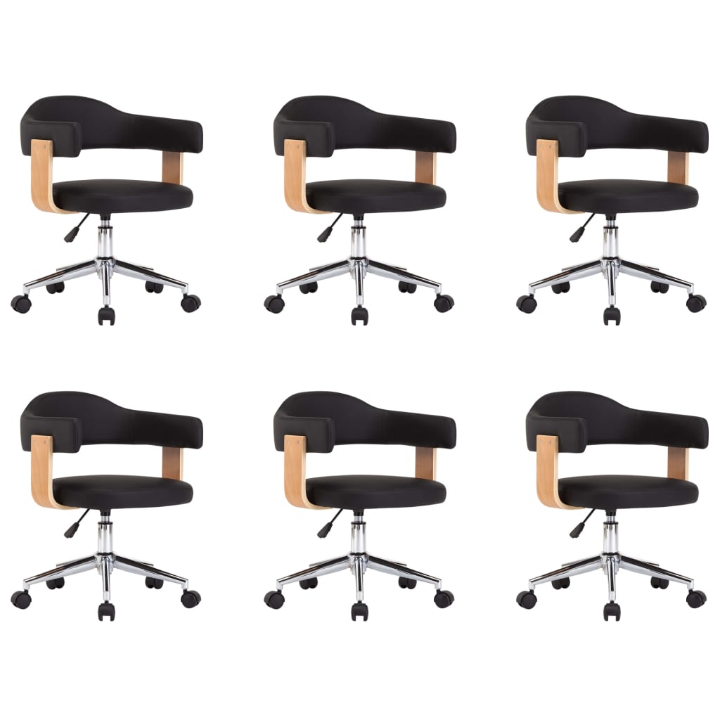 Chaises pivotantes à manger lot de 6 noir similicuir - XIOS
