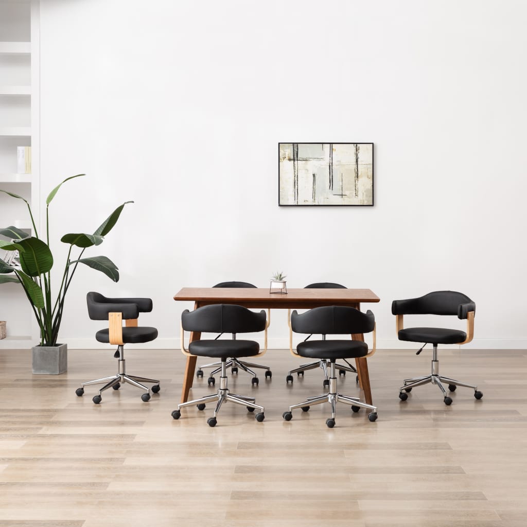Chaises pivotantes à manger lot de 6 noir similicuir - XIOS