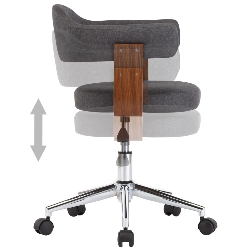 Chaises pivotantes à manger lot de 4 gris bois courbé et tissu - XIOS