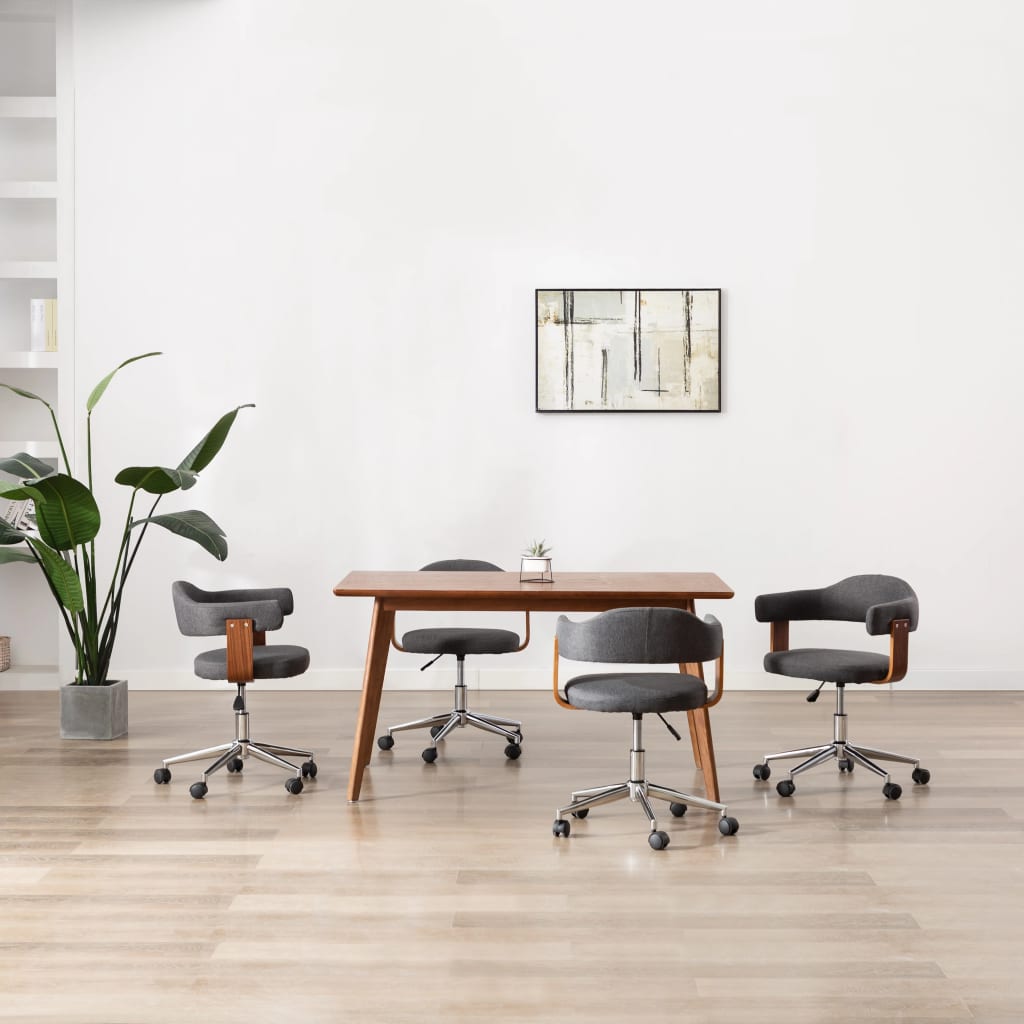 Chaises pivotantes à manger lot de 4 gris bois courbé et tissu - XIOS