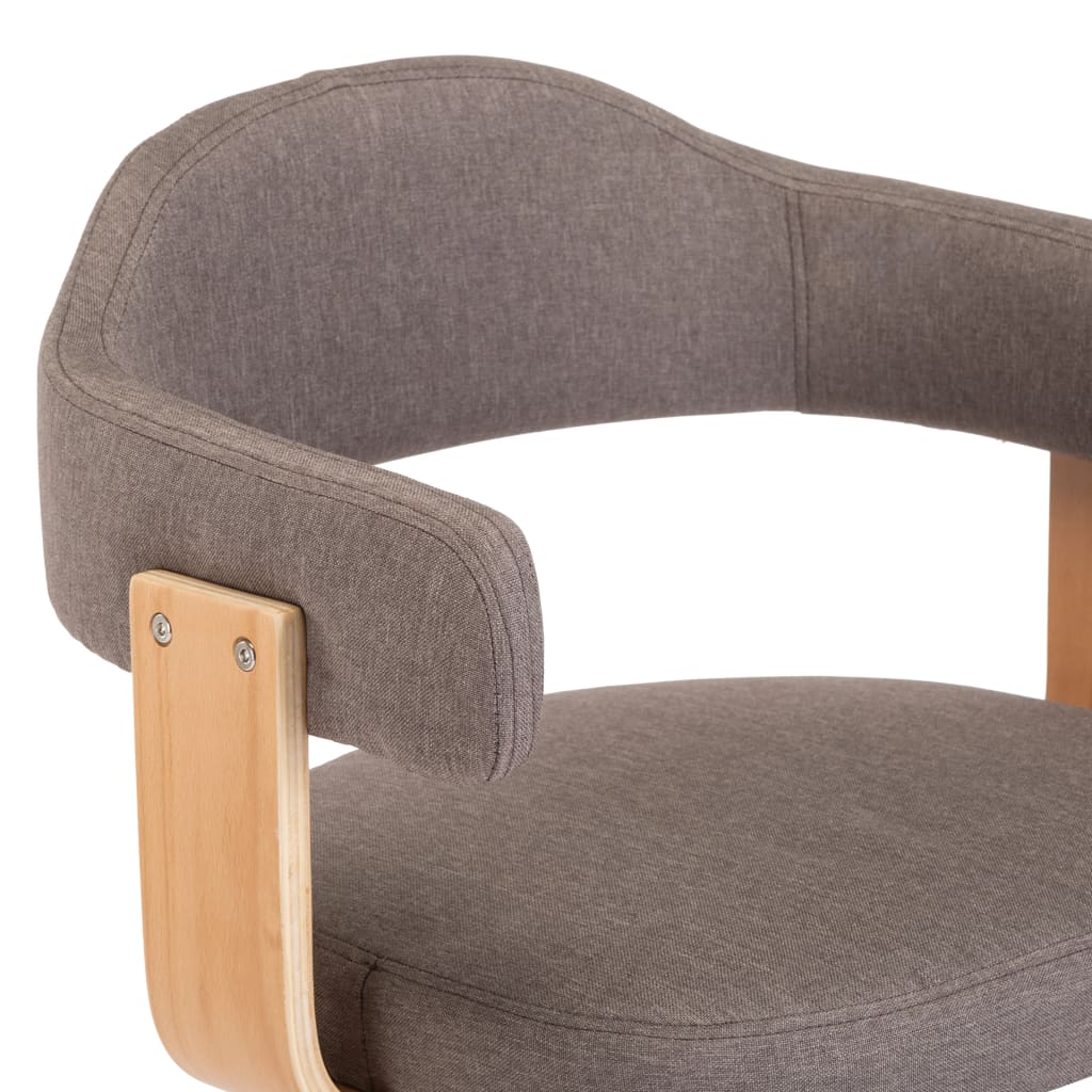 Chaises pivotantes à manger lot de 6 taupe bois courbé et tissu - XIOS