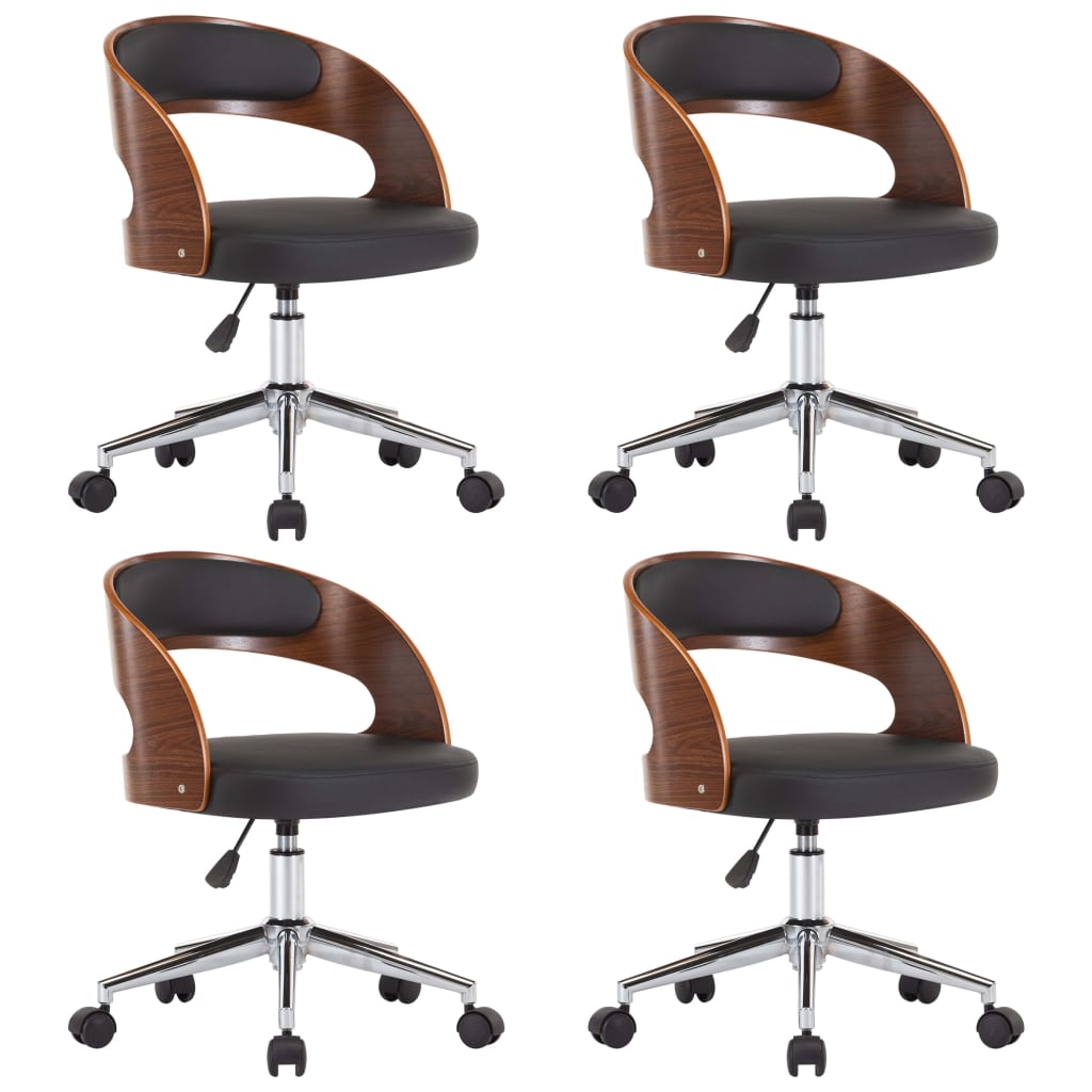Chaises pivotantes à manger lot de 4 bois courbé et similicuir - XIOS