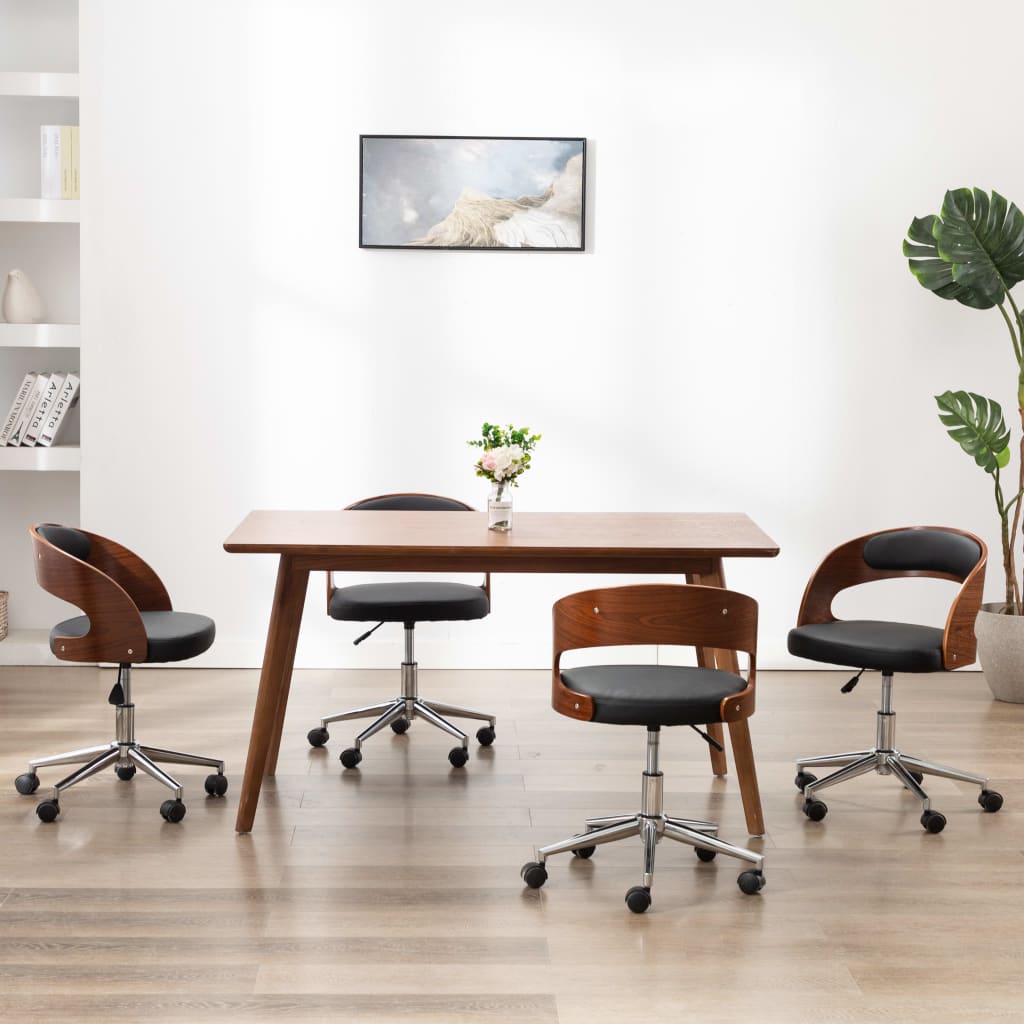 Chaises pivotantes à manger lot de 4 bois courbé et similicuir - XIOS