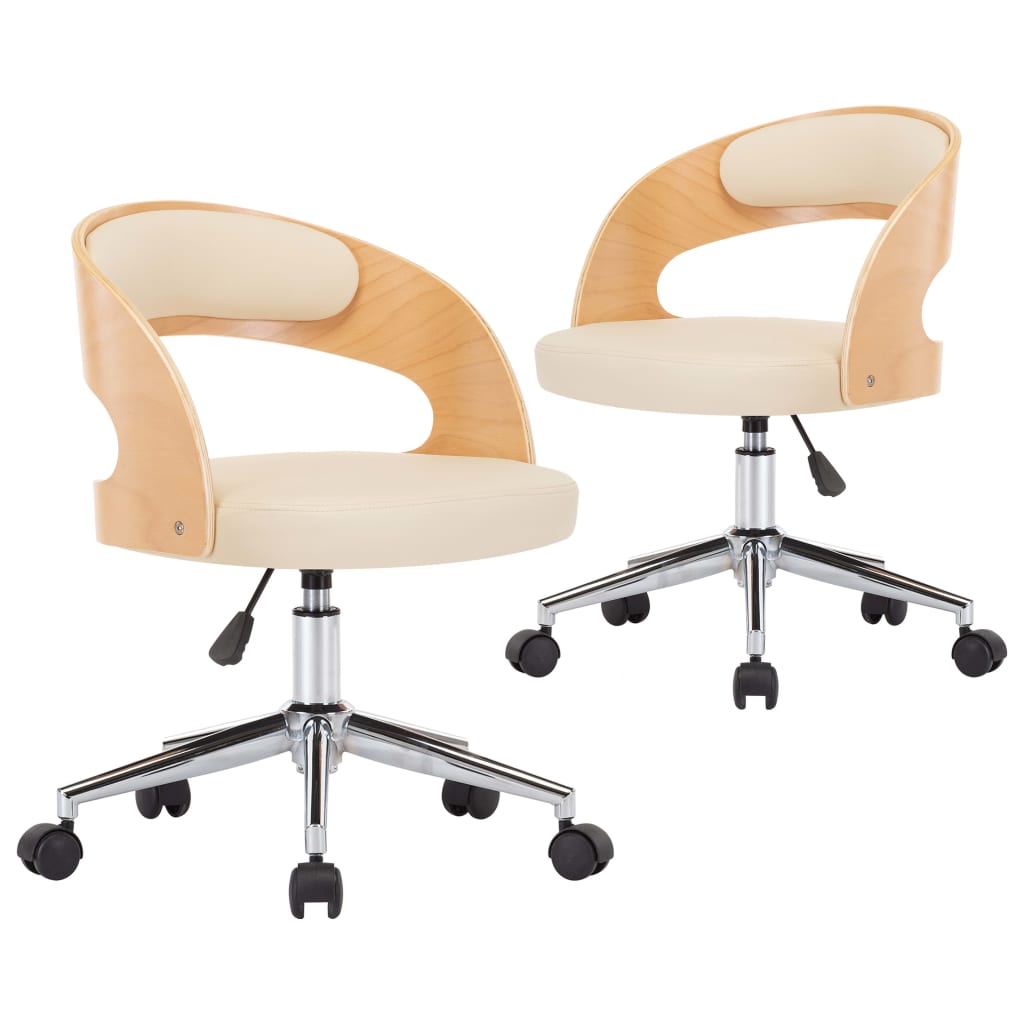 Chaises pivotantes à manger lot de 2 bois courbé et similicuir - XIOS